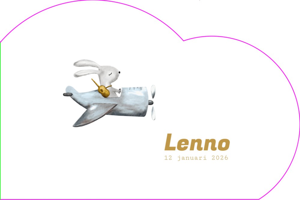 Geboortekaartje vliegtuig jongen wolkvorm - Lenno