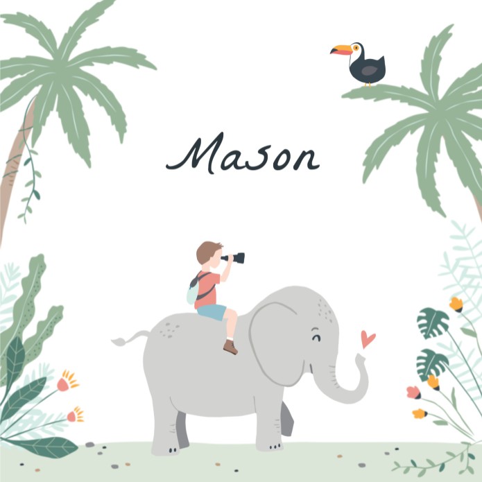 Geboortekaartje jungle avontuur - Mason