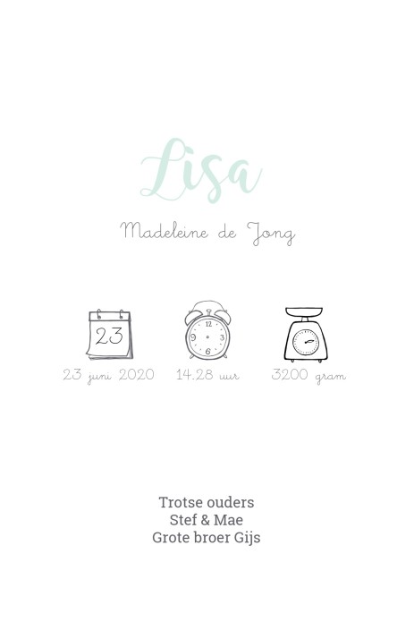 Geboortekaartje poes - Lisa