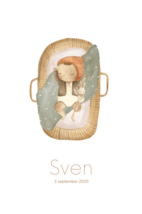 Geboortekaartje jongen zacht bruin - Sven