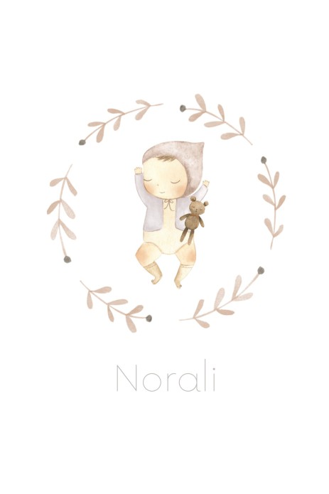 Geboortekaartje meisje zacht bruin - Norali