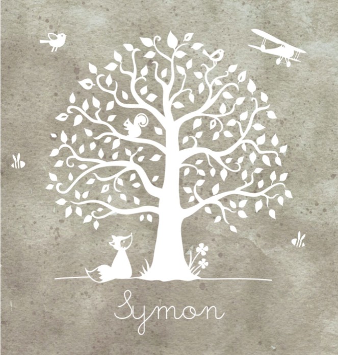 Geboortekaartje boom met dieren - Symon