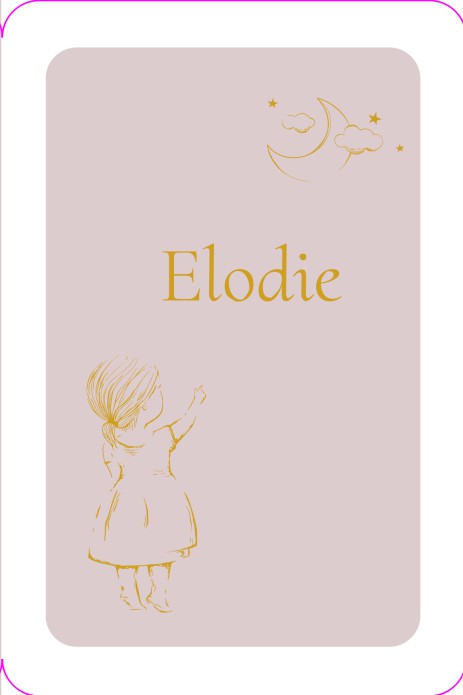 Geboortekaartje meisje in lijn - Elodie