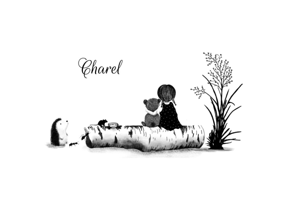 Geboortekaartje meisje met beer - Charel