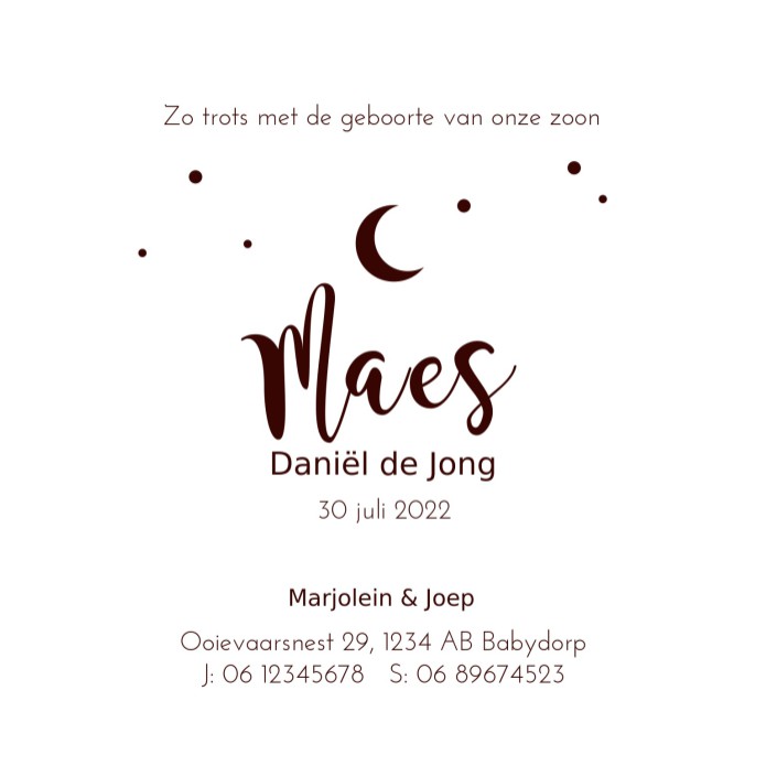 Geboortekaartje holland stad - Maes