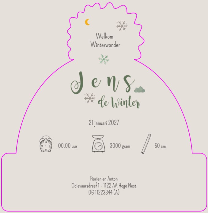 Geboortekaartje muts