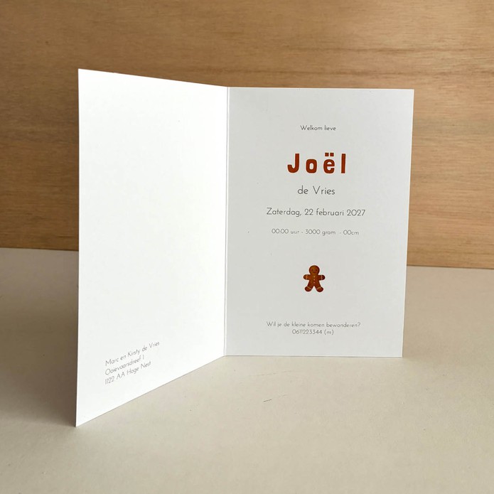 Geboortekaartje kerst koekje