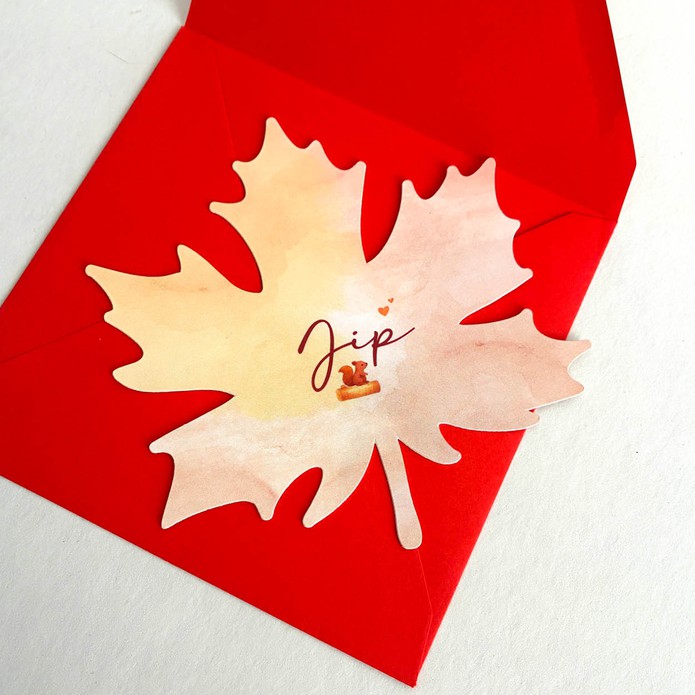 Kaart in vorm van blad