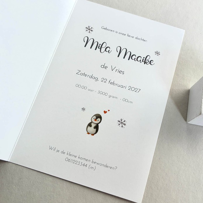 Geboortekaartje pinguin
