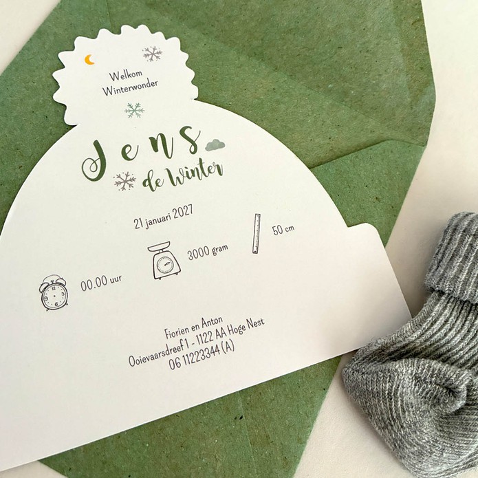 Geboortekaartje muts