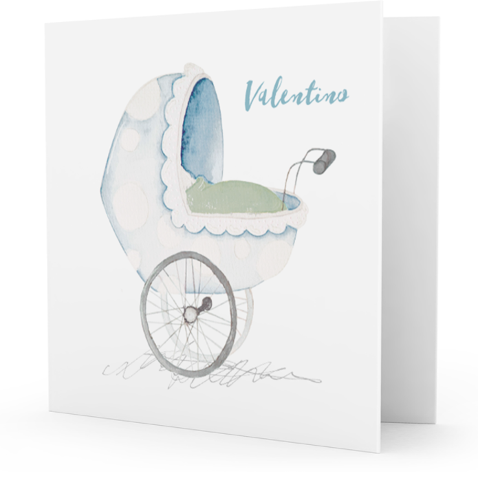 Geboortekaartje kinderwagen Valentino voor