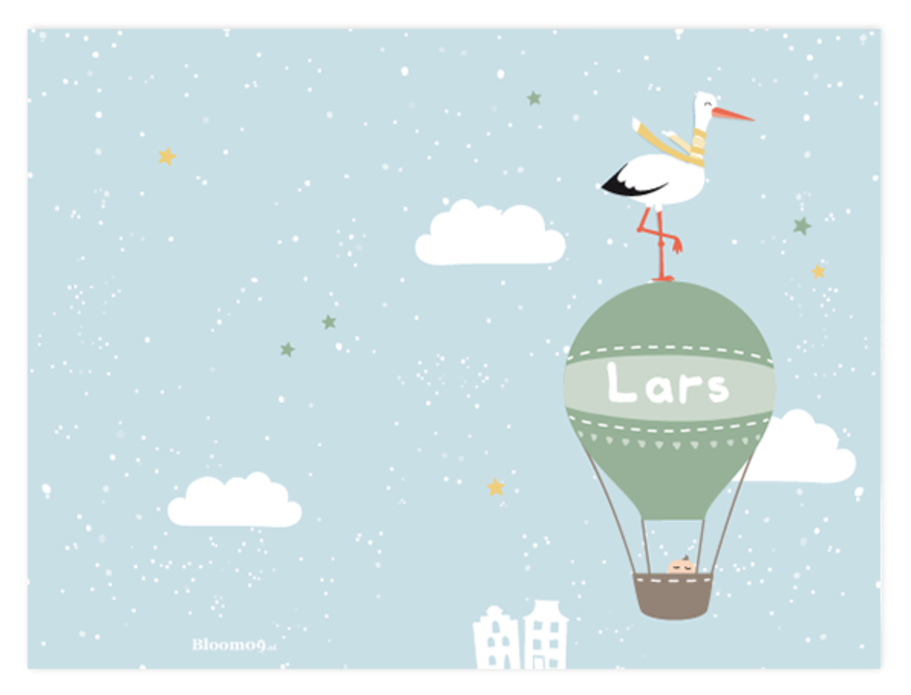 Geboortekaartjes luchtballon Lars binnen