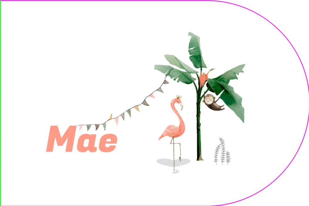 Geboortekaartje flamingo palmboom slinger - Mae
