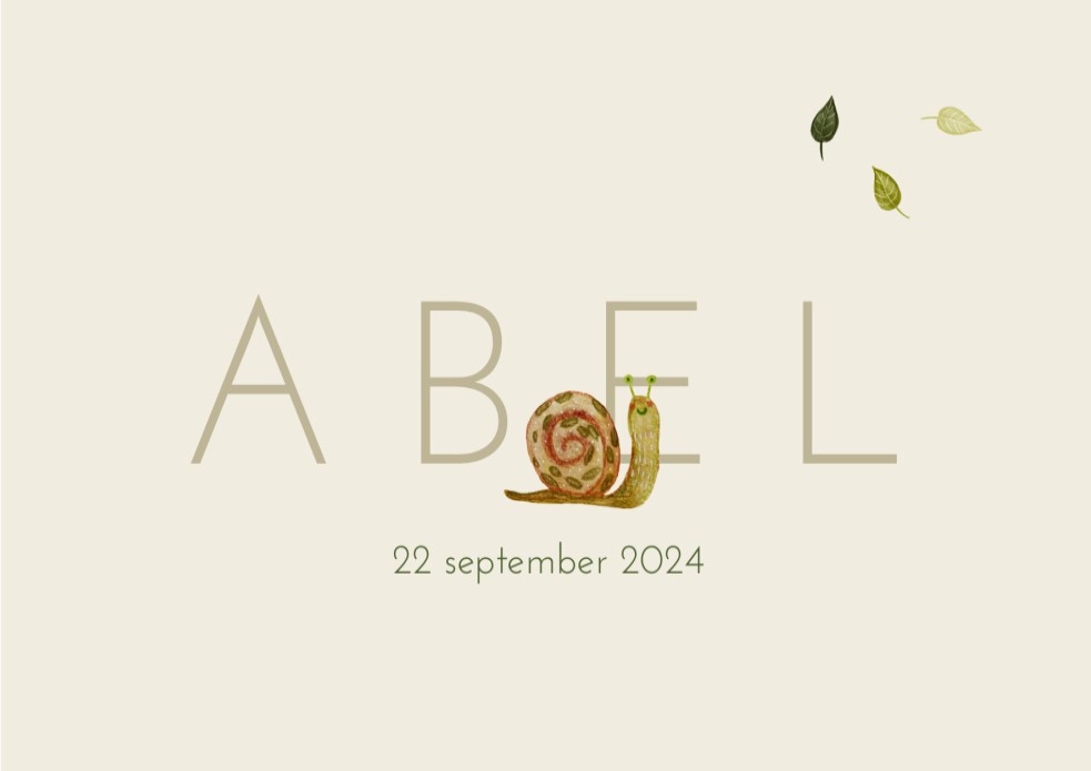 Geboortekaartje naam in herfstbladeren - Abel
