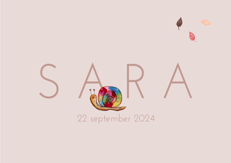 Geboortekaartje naam meisje in bladeren - Sara