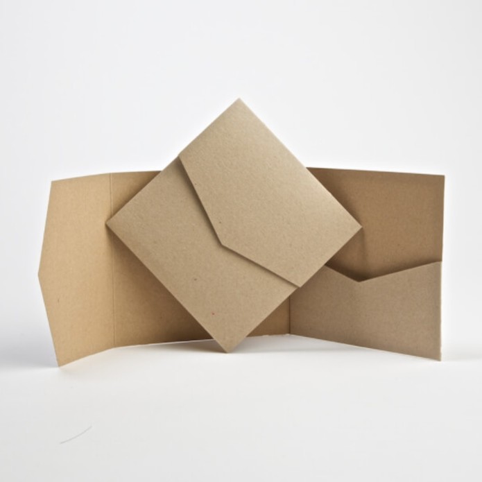 Pocketfold vierkant recycled kraft voor