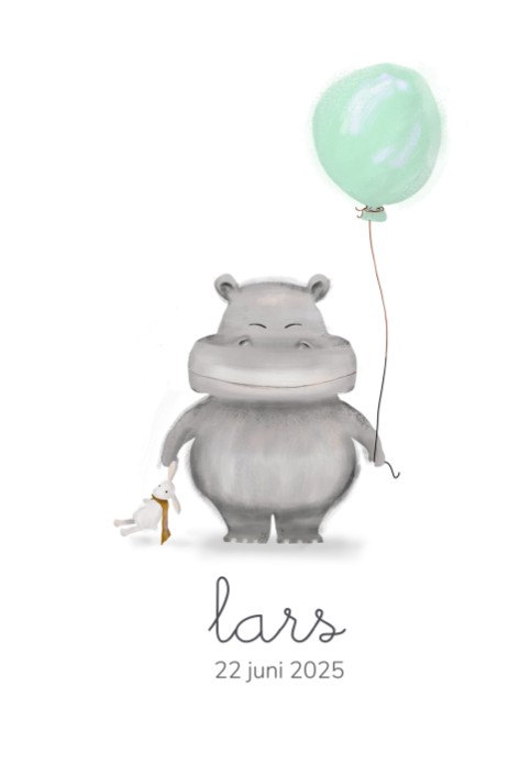 Poster mini nijlpaard ballon voor
