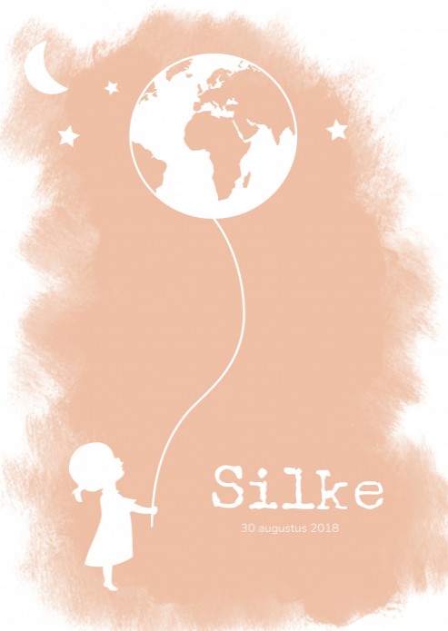 Poster mini wereldbol meisje 21x30