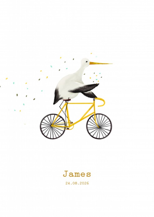 Poster ooievaar op fiets