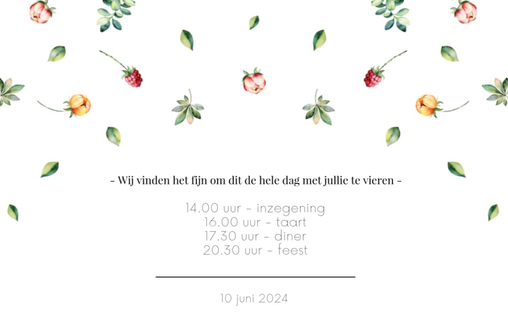 Informatiekaart design wilde bloemen / 15x10 enkel