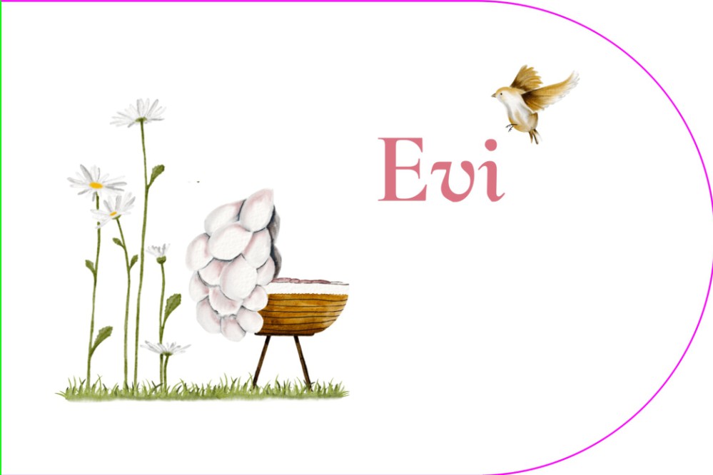 Wiegje met bloemen roze boogvorm • gevouwen • 15 x 10 cm voor