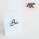 Geboortekaartje auto met dieren rondhoeken • gevouwen • 10 x 15 cm achter
